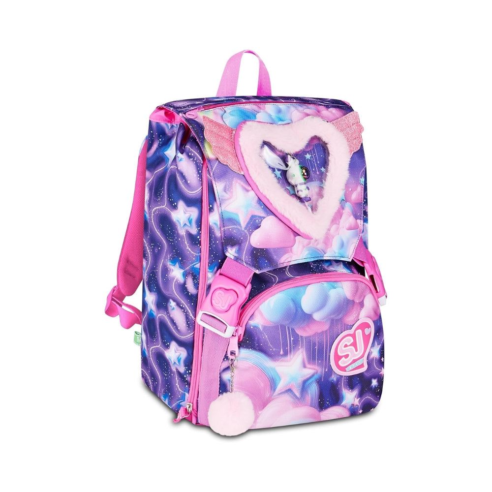 SJ Gang Style Jam Gang Zaino Scuola Estensibile Big Fluffy Pink Girl – Viola, 24 L