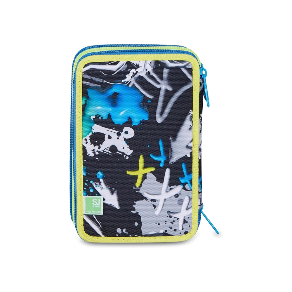SJ Gang Style Jam Gang Astuccio Scuola 3 Zip Glace Panther Boy – Grigio, Triplo Scomparto, 45 Pezzi