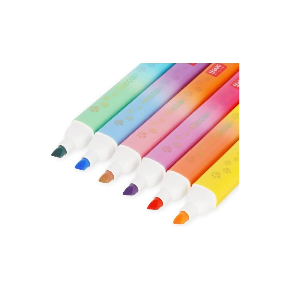 Legami - Set di 6 Evidenziatori Doppia Punta Pastello e Neon, Meow, 6 Pezzi, 12 Colori (1 confezione)