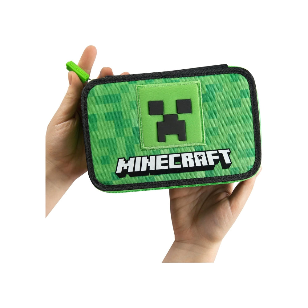 Astuccio Scuola Ufficiale Minecraft a 3 Scomparti con Set Cancelleria
