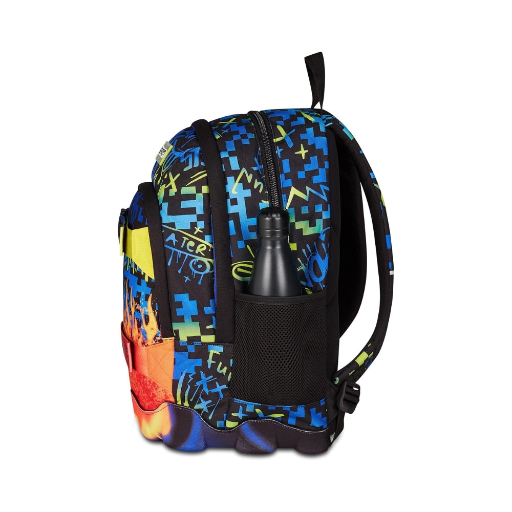 Zaino Scuola Seven Dual Blu e Arancione con Scomparto PC e Tasca Porta Borraccia