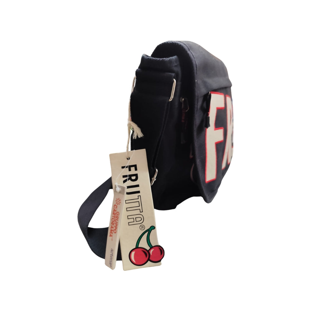 Borsa a Tracolla FRU Nera con Patch Decorative Ricamate – Messenger Bag Casual Unisex