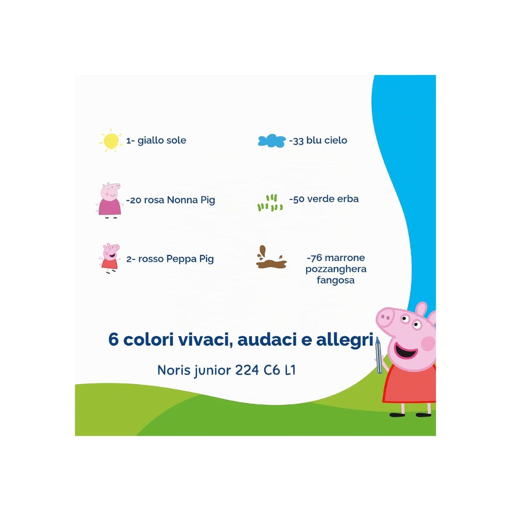 STAEDTLER Noris junior Pastelli a cera Peppa Pig set da 6 – Pastelli spessi per bambini