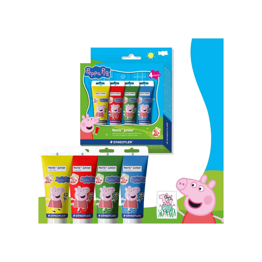 STAEDTLER Noris Junior Colori a Dita Peppa Pig Set da 4 – Primi Colori Creativi per Bambini
