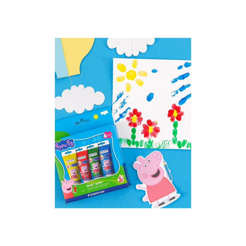STAEDTLER Noris Junior Colori a Dita Peppa Pig Set da 4 – Primi Colori Creativi per Bambini