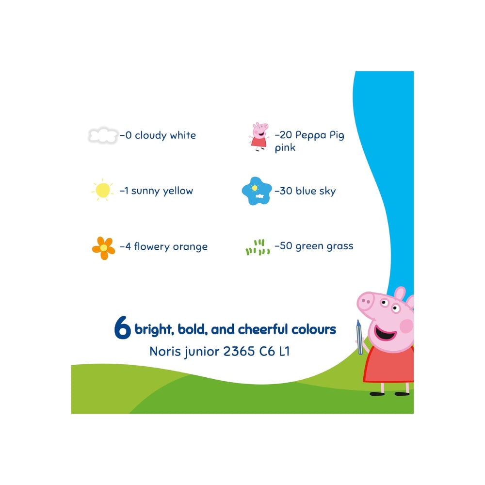 STAEDTLER Noris Junior Gessetti da Strada Peppa Pig Set da 6 – Gessetti Lavabili per Bambini