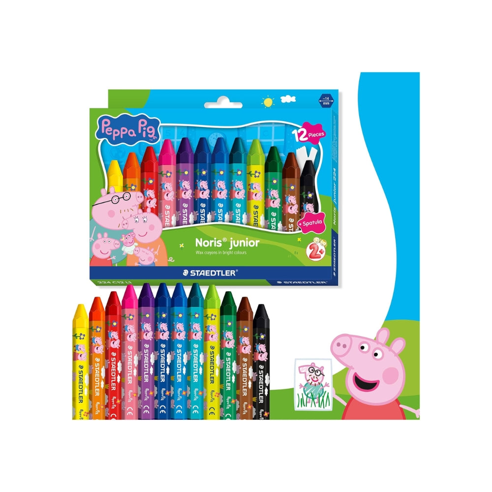 STAEDTLER Noris Junior Pastelli a Cera Peppa Pig Set da 12 – Pastelli Maxi per Bambini