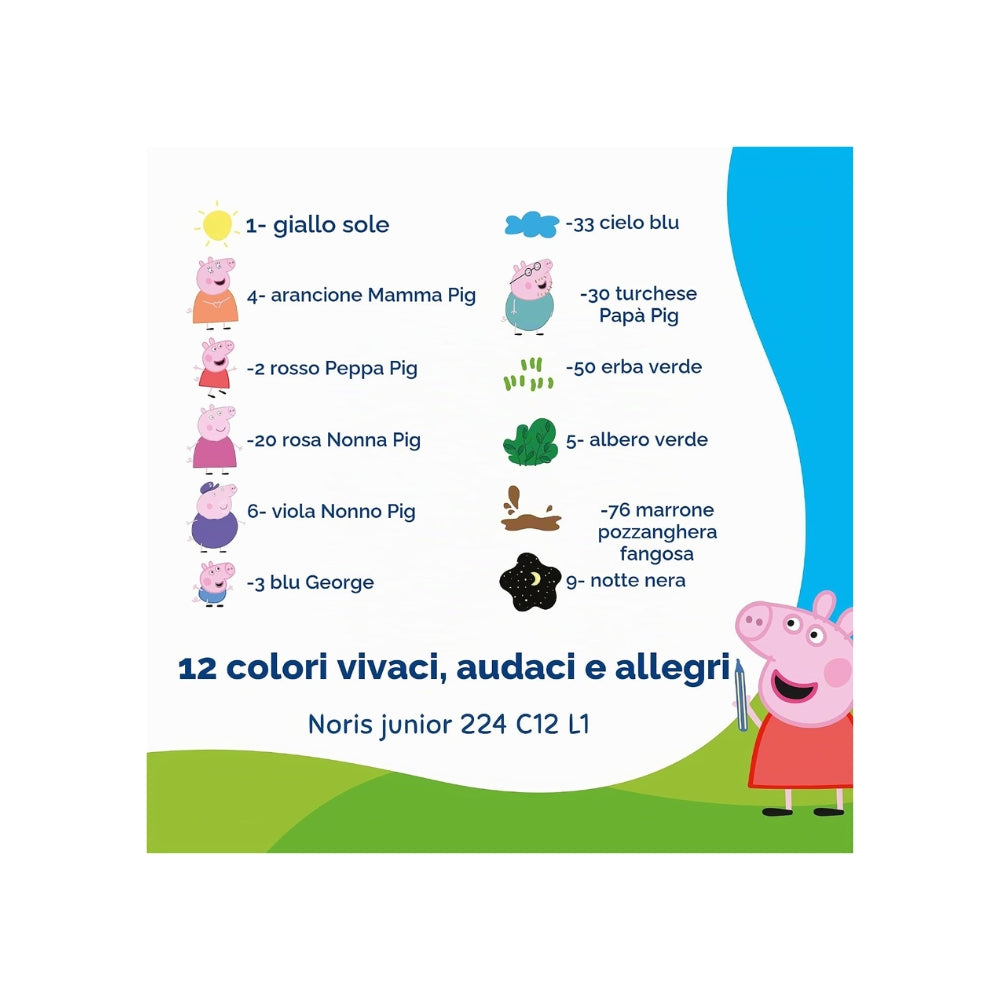 STAEDTLER Noris Junior Pastelli a Cera Peppa Pig Set da 12 – Pastelli Maxi per Bambini
