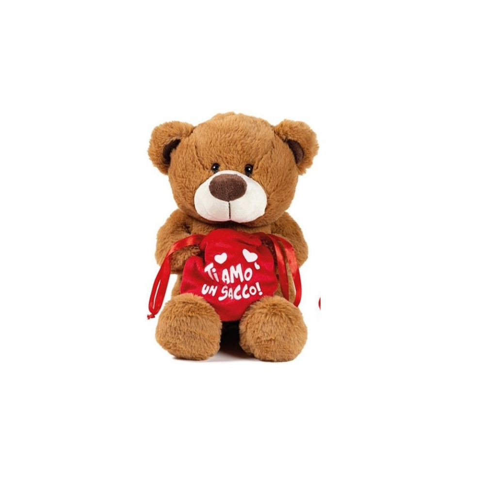 San Valentino | Peluche Peluche orso h.25cm con sacchetto apribile e scritta ti amo un sacco