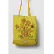 Borsa a tracolla in lino con stampa artistica Van Gogh Sunflower