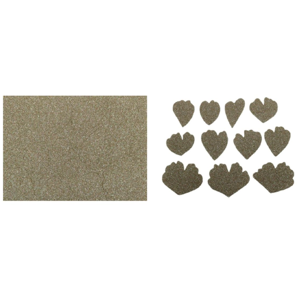 Peonia in Feltro Stardust Platino 25x15 cm – Decorazione Glitterata (FELL019)
