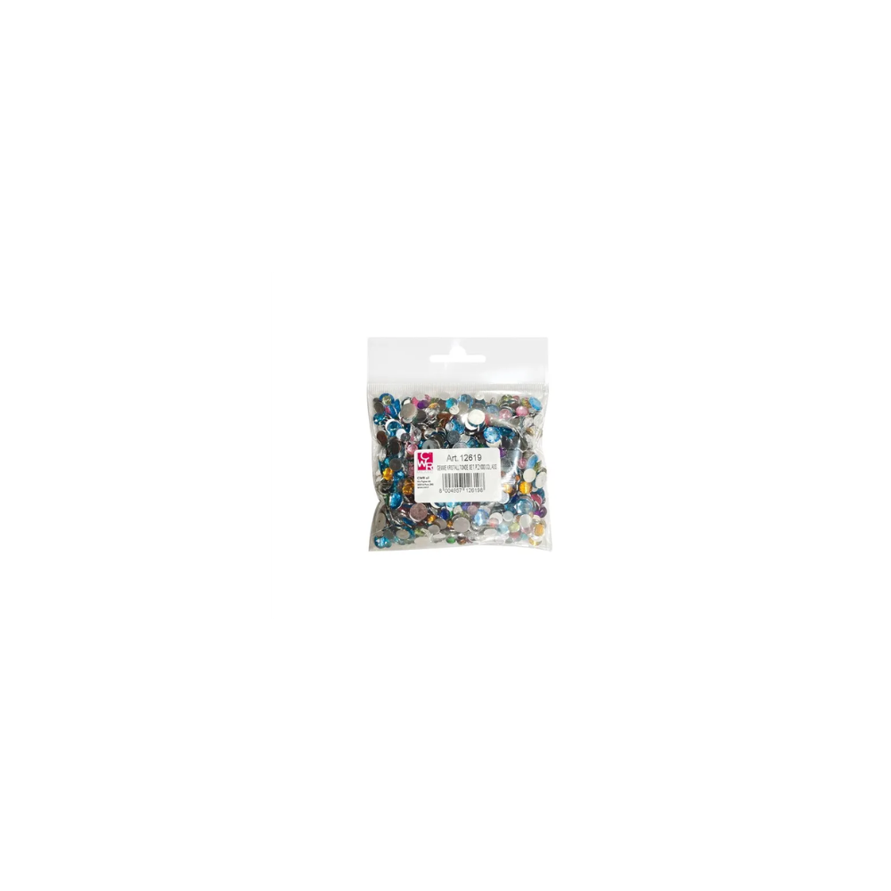 Gemme Kristall tonde - diametro 6/10 mm - colori assortiti - DECO - conf. 1000 pezzi 12619
