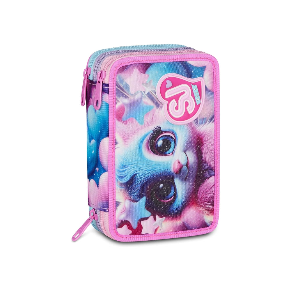 SJ GANG STYLE JAM GANG Astuccio Scuola 3 Zip MAGICAL FANTASY GIRL, Rosa