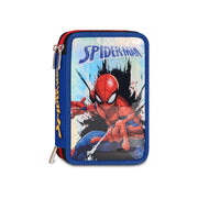 Seven Astuccio Scuola 3 zip Spiderman, Blu