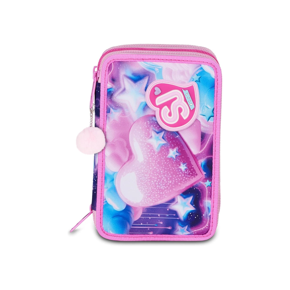 SJ GANG STYLE JAM GANG Astuccio Scuola 3 Zip FLUFFY PINK GIRL