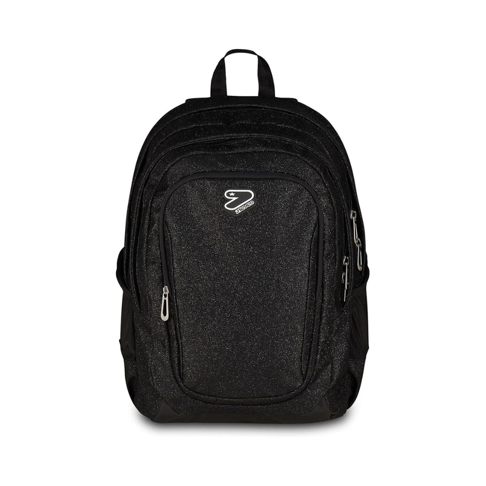 Seven Zaino Doppio Scomparto Tech Shiny, Nero, Tasca Porta PC e Tasca Porta Borraccia, Scuola Media e Superiore