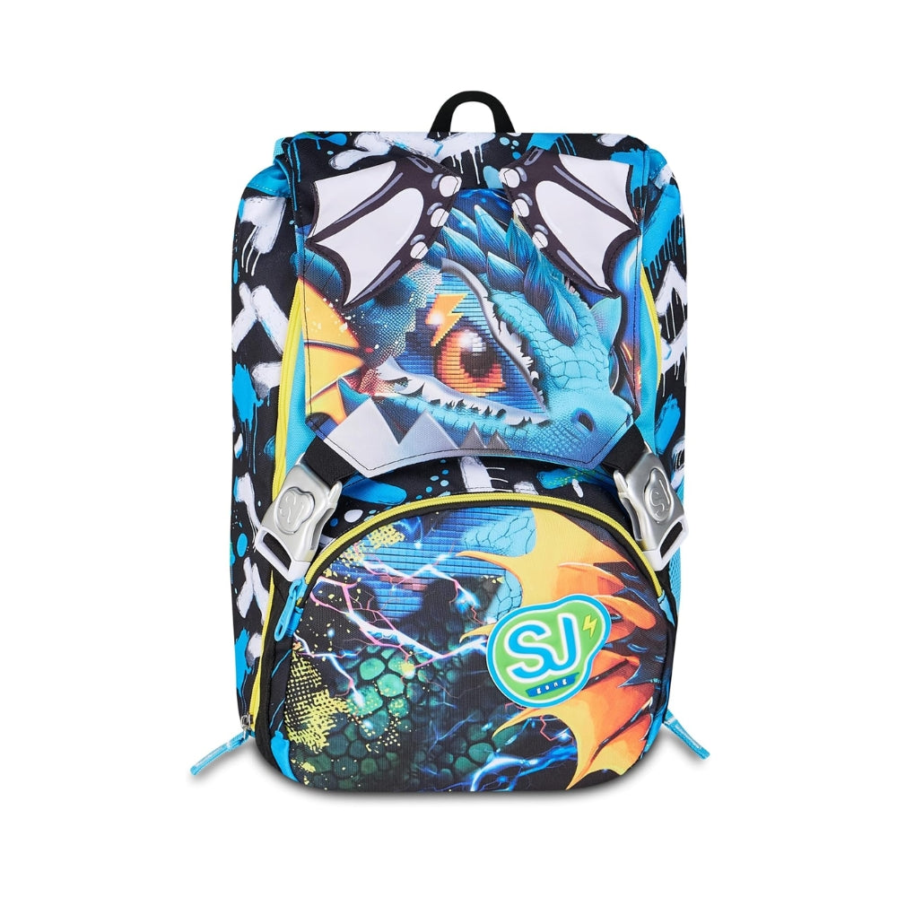 SJ Gang Style Jam Gang Zaino Scuola Estensibile Big Metal Dragon Boy – Blu, 24 L