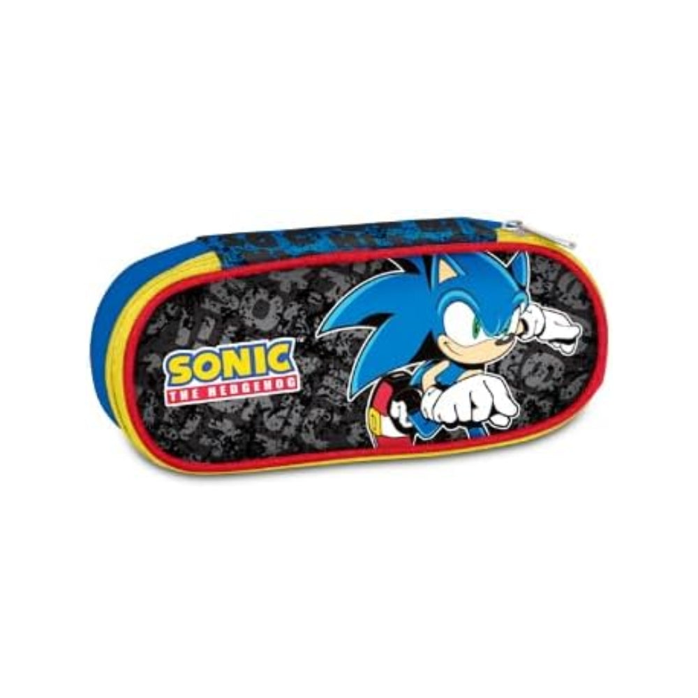 Seven Portapenne Scuola Round Plus Sonic – Blu, Ampio Scomparto Interno, Piano Portamatite e Taschino con Zip