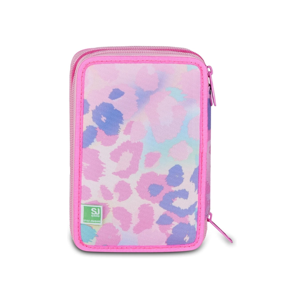 SJ Gang Style Jam Gang Astuccio Scuola 3 Zip Heart Buddy Girl – Rosa, Triplo Scomparto, 45 Pezzi