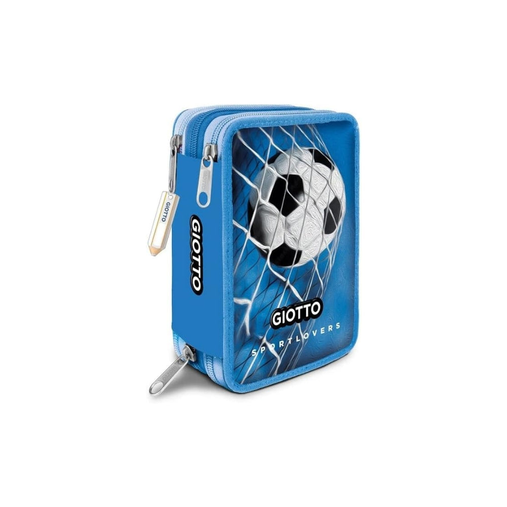 Giotto Sportlovers Astuccio Scuola 3 Zip, Calcio, PVC, Stile Sportivo, Blu