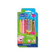 STAEDTLER Noris Junior Peppa Pig – Set 6 Matite Colorate 3 in 1 Pastello a Cera e Acquerellabili