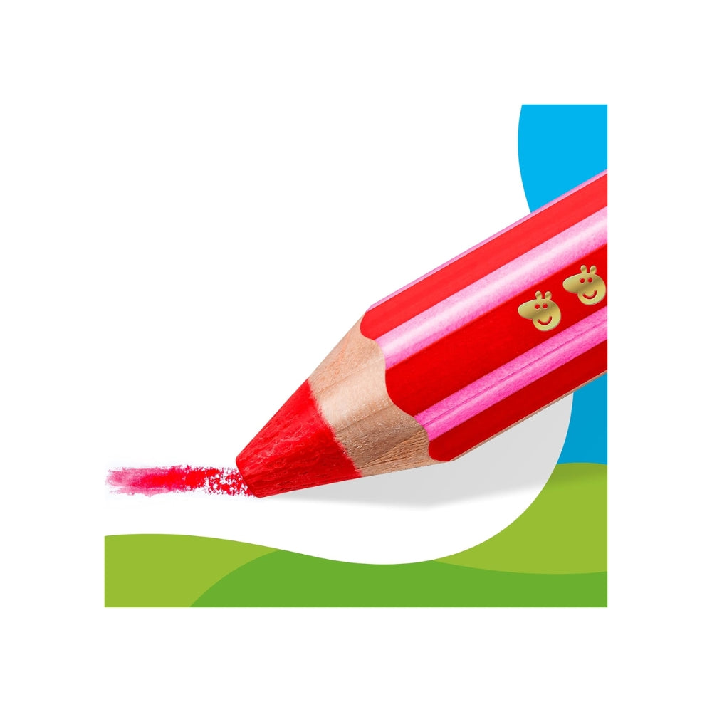 STAEDTLER Noris Junior Peppa Pig – Set 6 Matite Colorate 3 in 1 Pastello a Cera e Acquerellabili