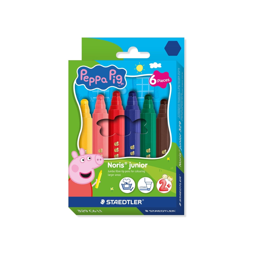 STAEDTLER Noris junior Pennarelli Peppa Pig set da 6 – Pennarelli per bambini con punta extra spessa