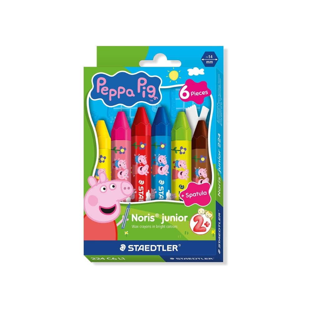 STAEDTLER Noris junior Pastelli a cera Peppa Pig set da 6 – Pastelli spessi per bambini