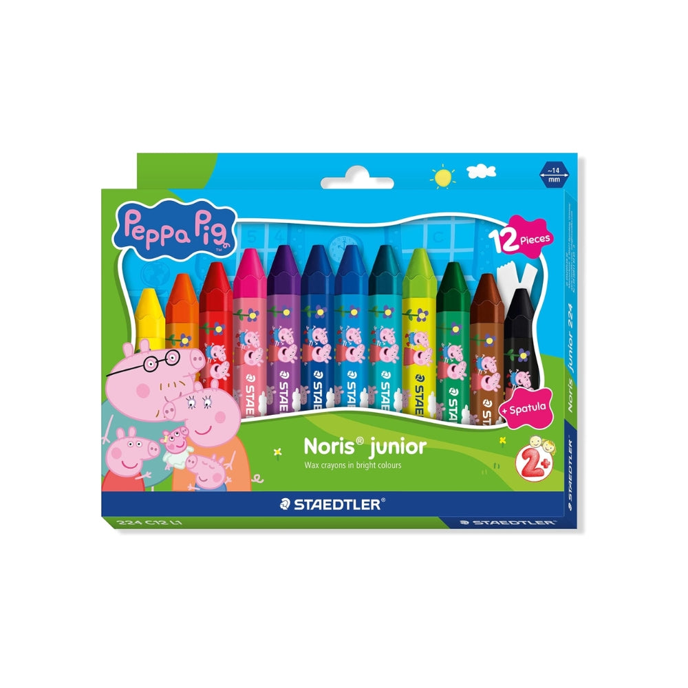 STAEDTLER Noris Junior Pastelli a Cera Peppa Pig Set da 12 – Pastelli Maxi per Bambini