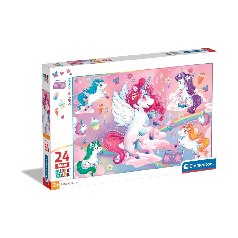 Clementoni Supercolor Puzzle Jolly Unicorns – 24 Maxi Pezzi
