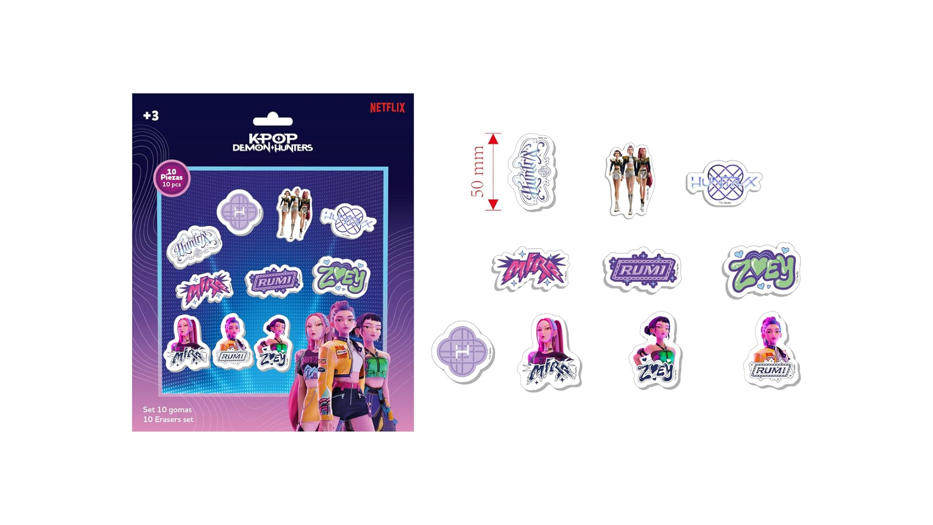 Set 10 Gomme Cancellabili K-POP Demon Hunters