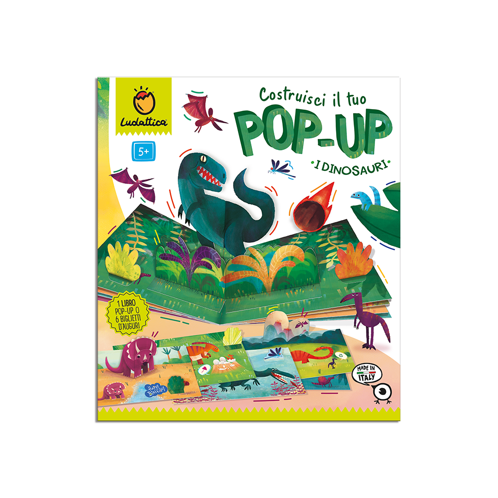 Costruisci il tuo Pop-Up – Dinosauri | Kit creativo 3D per bambini - Ludattica