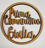 Cake topper in legno personalizzato per Comunione