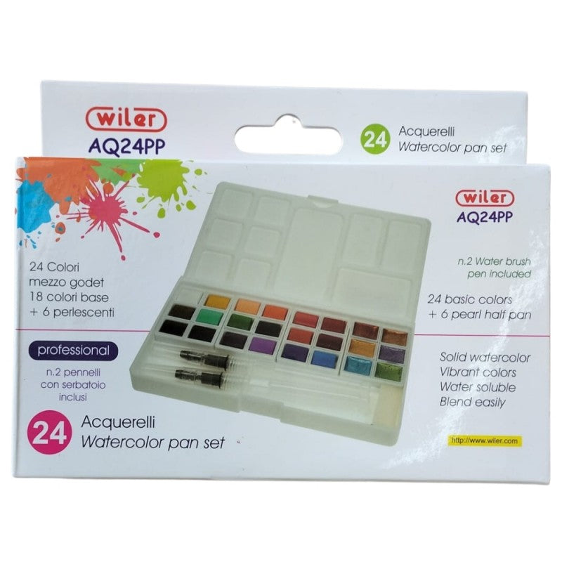Acquarelli Wiler 1/2 Godet Set 18 Colori + 6 Colori Perlescenti - Aq24pp