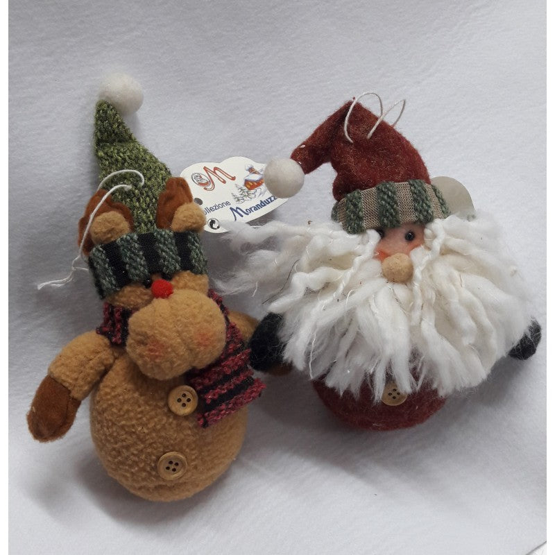 Addobbo Babbo Natale E Renna - Confezione 2 Pezzi