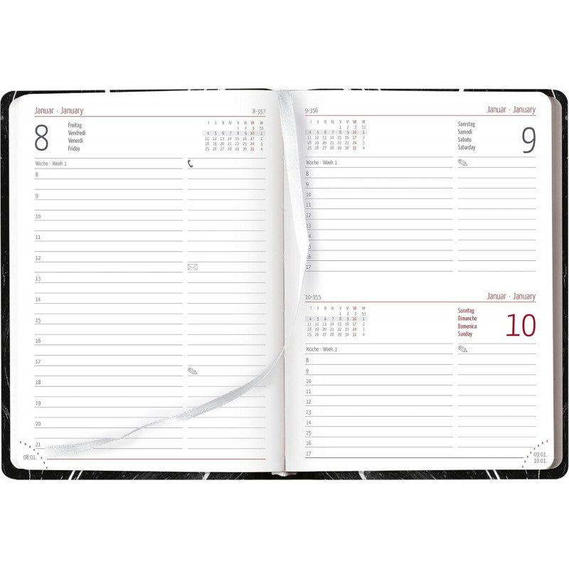 Agenda Giornaliera 12 Mesi 2025 Style Marble - Alpha Edition - 10,7 X 15,2 Cm
