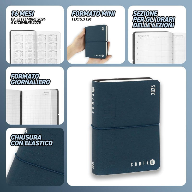 Agenda Giornaliera Mini Comix U Yourself 2024 / 2025, 16 Mesi - Nero / Bianco
