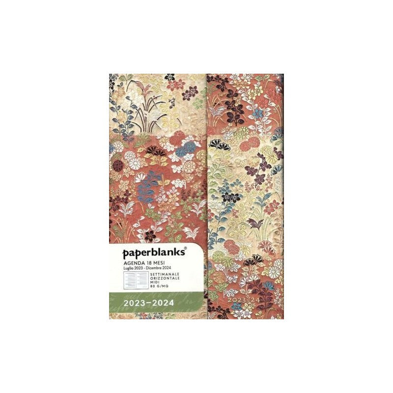 Agenda Paperblanks 2023-2024, 18 Mesi, Midi, Orizzontale, Kimono Giapponese, Kara-ori - 13 X 18 Cm