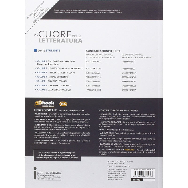Al Cuore Della Letteratura Vol. 4
