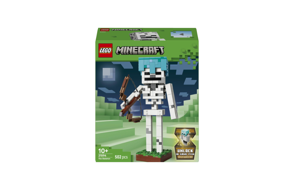 LEGO Minecraft Lo Scheletro 21594 | Giochi per bambini da 10 anni, action figure di mob mobile, con elmo di diamante, arco e frecce, regalo per gamer, 502 pezzi