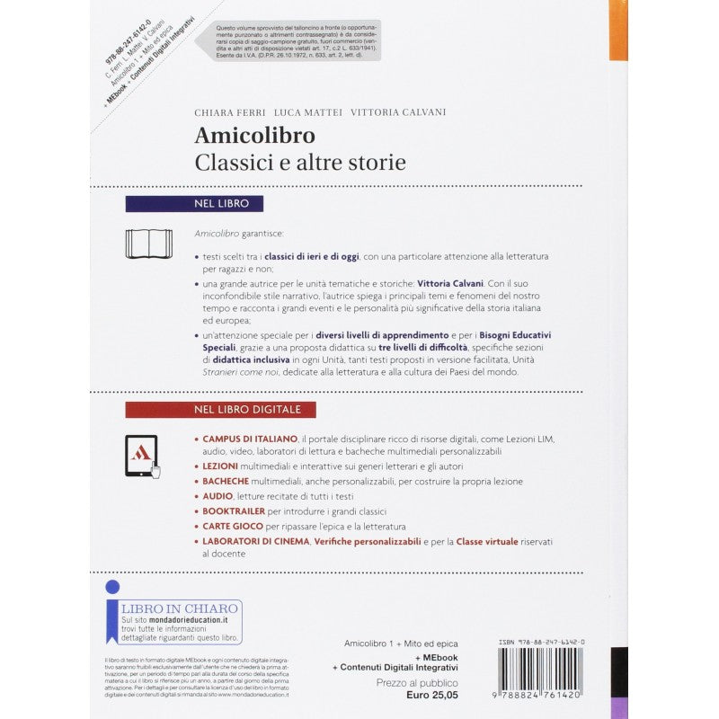 Amico Libro 1 + Mito Ed Epica