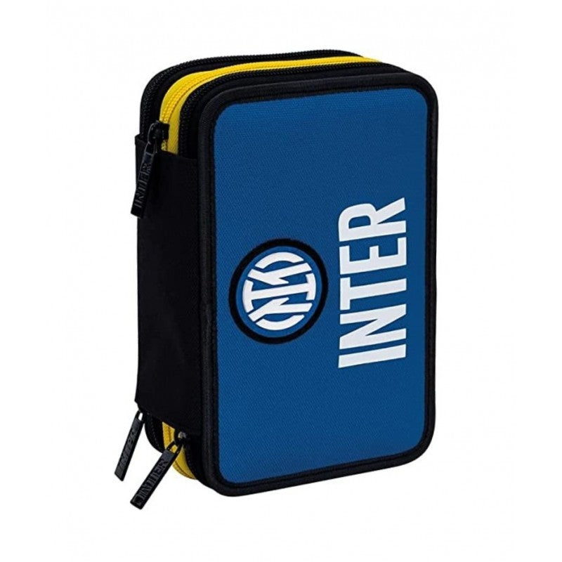 Astuccio 3 Zip Inter Backof The Net, Blu E Nero, Completo Di Matite, Pennarelli Etc.