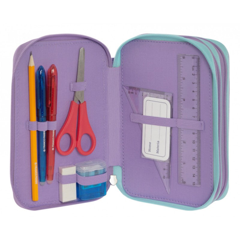 Astuccio 3 Zip Mofu Mofu Gatto Lilla