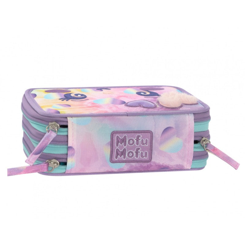 Astuccio 3 Zip Mofu Mofu Gatto Lilla