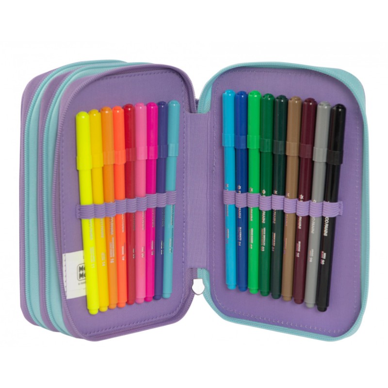 Astuccio 3 Zip Mofu Mofu Gatto Lilla