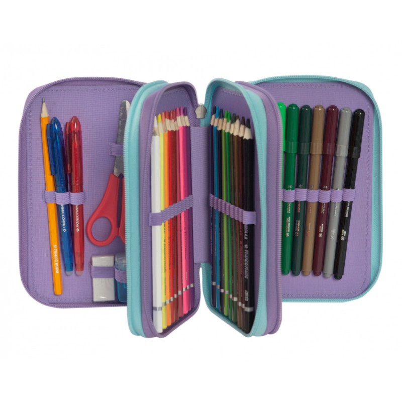 Astuccio 3 Zip Mofu Mofu Gatto Lilla