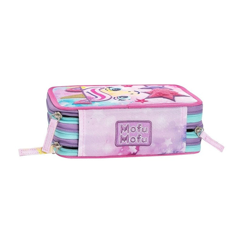 Astuccio 3 Zip Mofu Mofu Unicorno Lilla