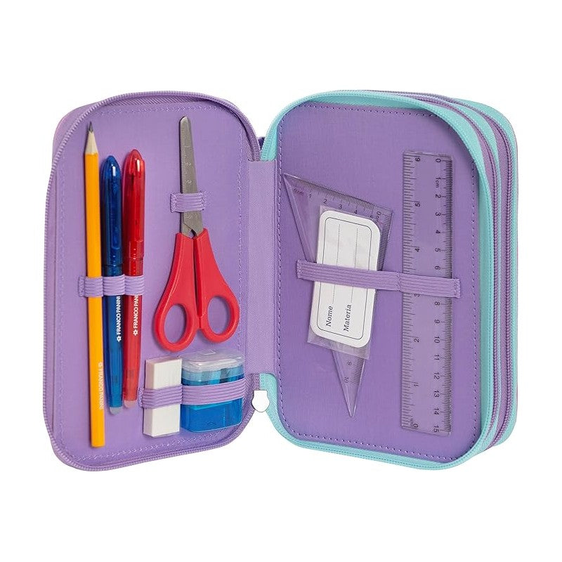 Astuccio 3 Zip Mofu Mofu Unicorno Lilla