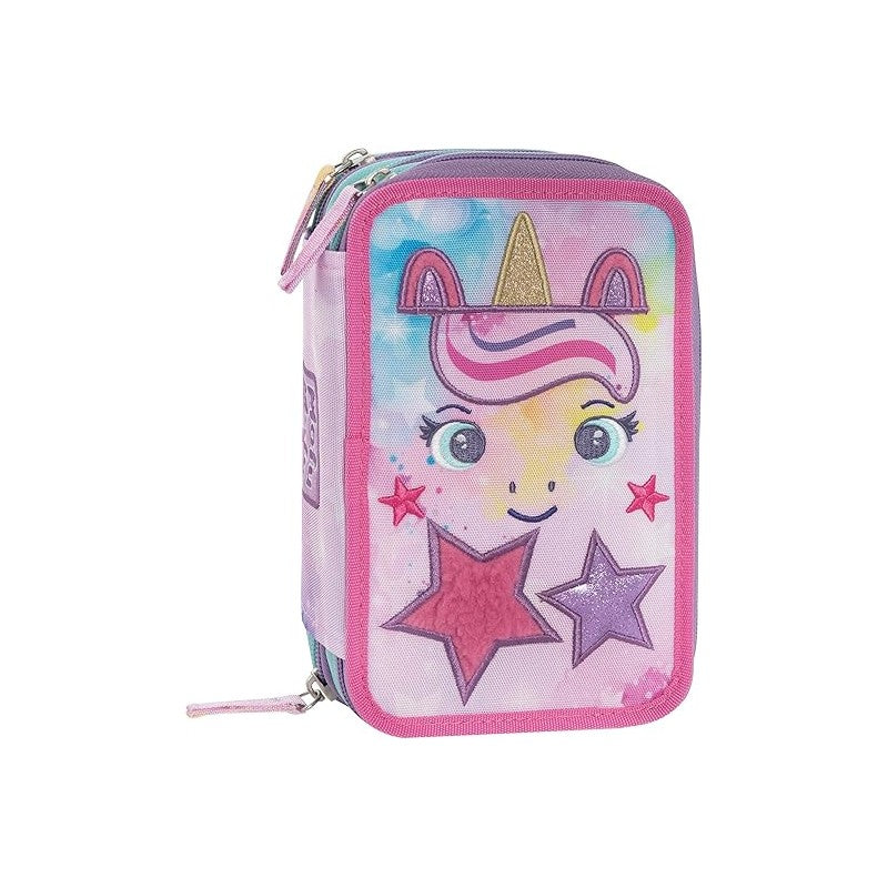 Astuccio 3 Zip Mofu Mofu Unicorno Lilla