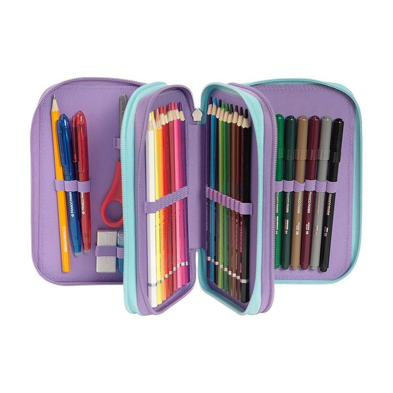 Astuccio 3 Zip Mofu Mofu Unicorno Lilla